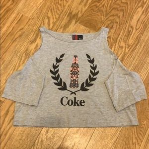 Coke Bottle Cold- Shoulder Floral Crop Top 🥤